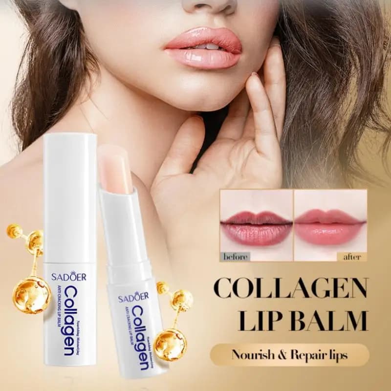 SADOER 1Pc 2.7g Collagen Hydrating Lip Lip Balm - Stick Nutrient Anti-Screpolation Long Lifetime for Lip Care