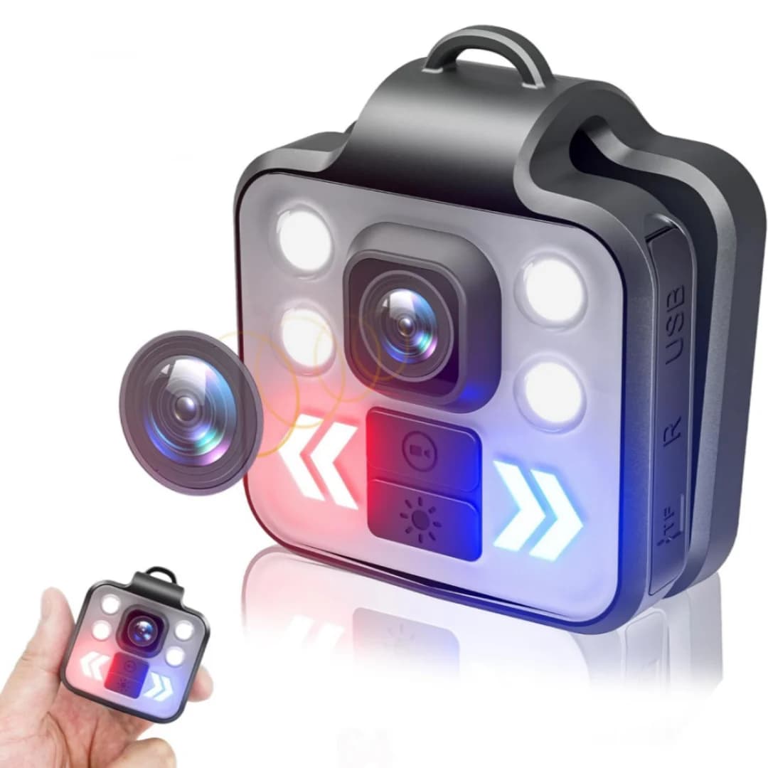Mini Telecamera con Registrazione Audio e Video - Torcia Frontale Impermeabile per Casa, Esterni, Pesca, Campeggio