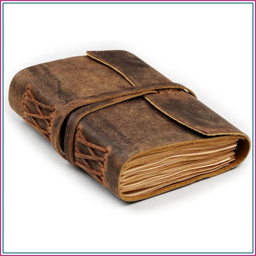 Rustic Brown Leather Journal - 8x6 Inches, 220 Pages - Vintage Blank Paper Notebook for Writing, Drawing, Sketching, and Travel