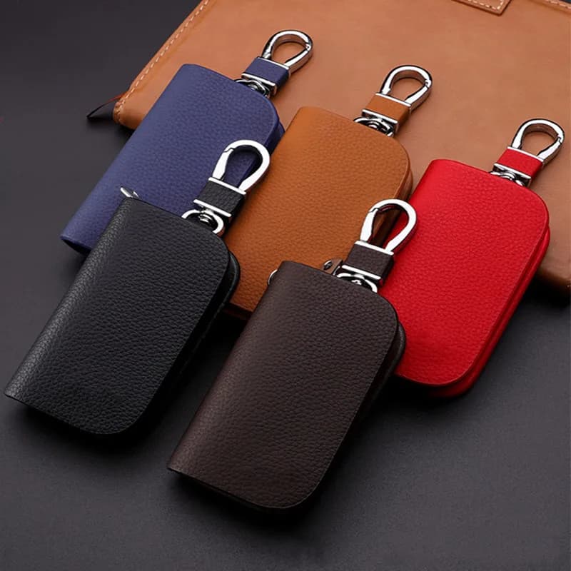 Premium Leather Universal Car Key Bag Case Genuine Leather Wallet Bag Suitable For All Kinds Of Car Key Car Keychain Accessories