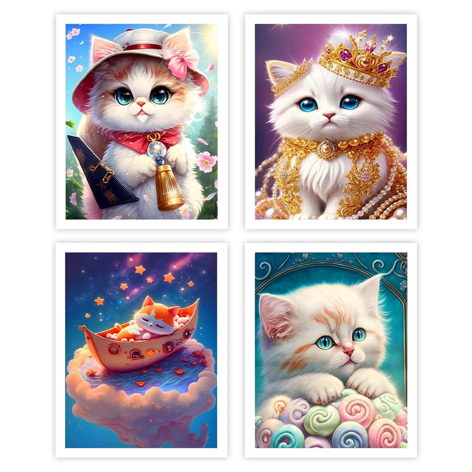 1pc frameless Diy Painting By Numbers Fantasy Cat Animals Drawing Canvas Acrylic Paints Paint Kit Handmade Oil Art Wall Decorora