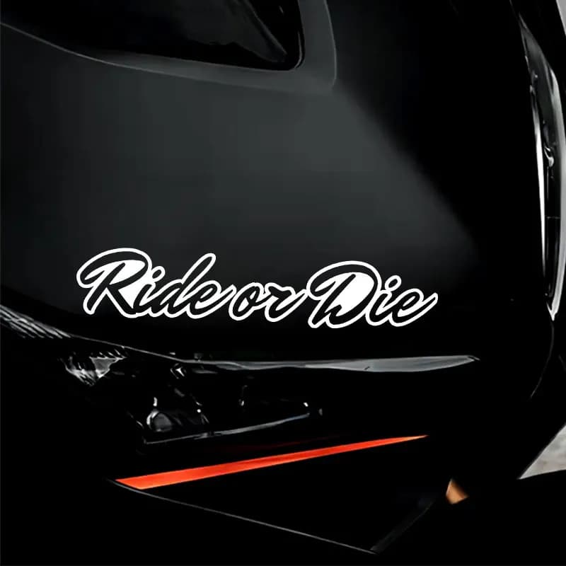 Adesivo per Moto "Ride or Die" in Vinile Impermeabile per Casco, Corpo Bici, Scooter, MTB, Monopattino Elettrico