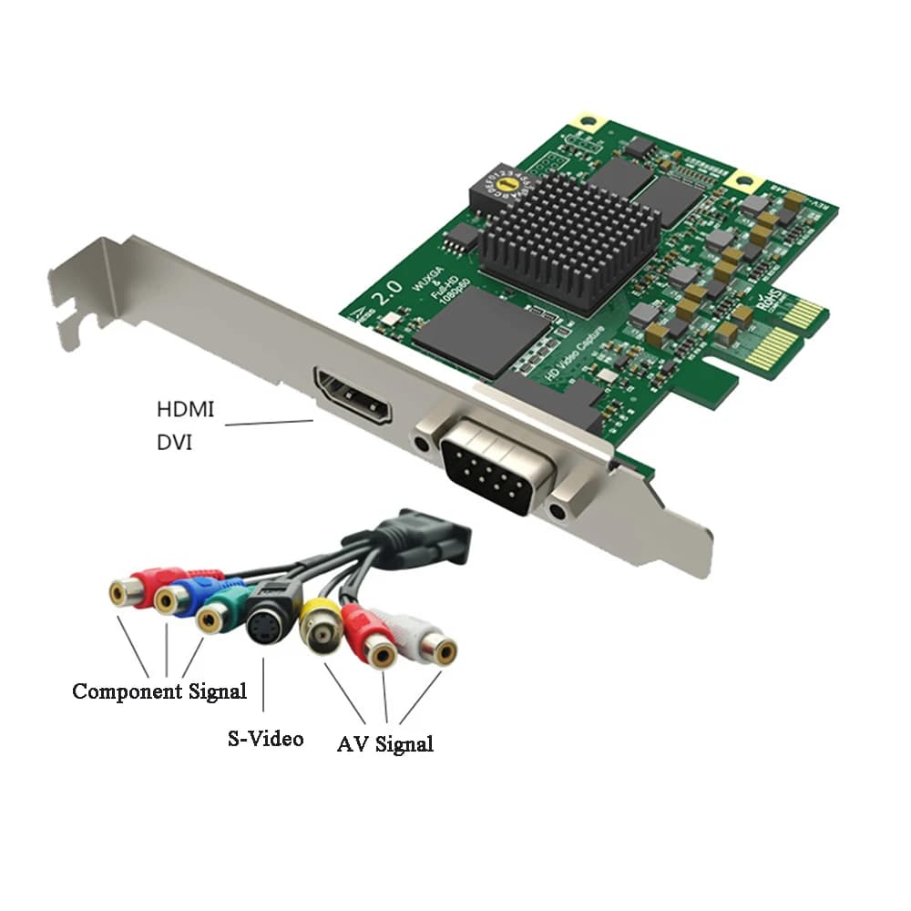 Scheda di acquisizione video PCIE 1080P Streaming live Audio Video Grabber Card Adattatore HD120C HDMI Videocamera Scatola di registrazione Schede di acquisizione
