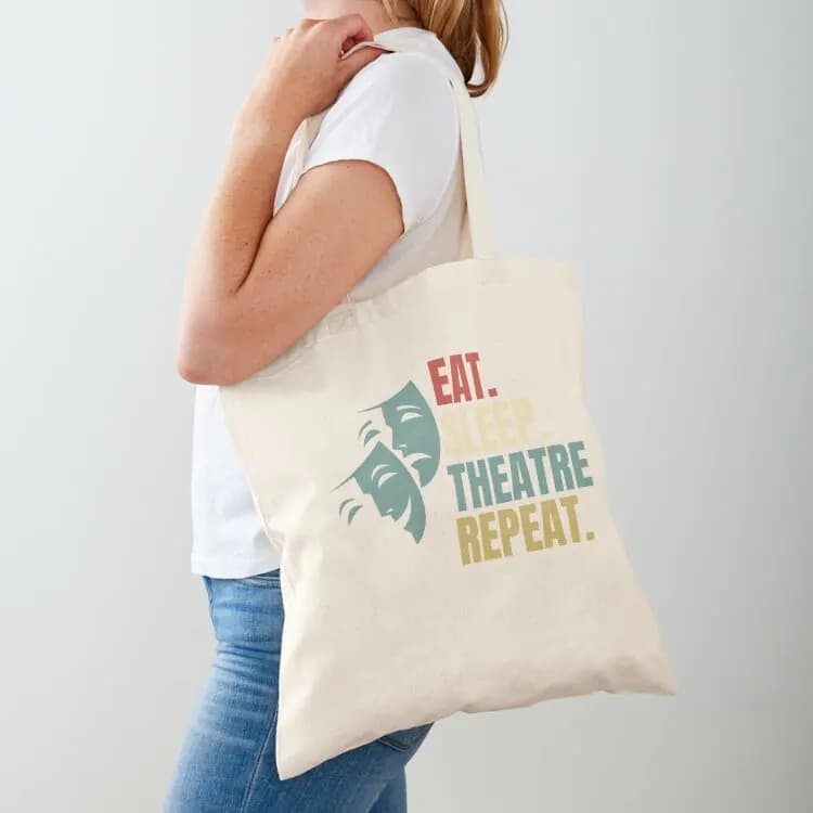 Eat sleep theatre repeat Tote Bag foldable reusable bag cloth bag woman cute pouch