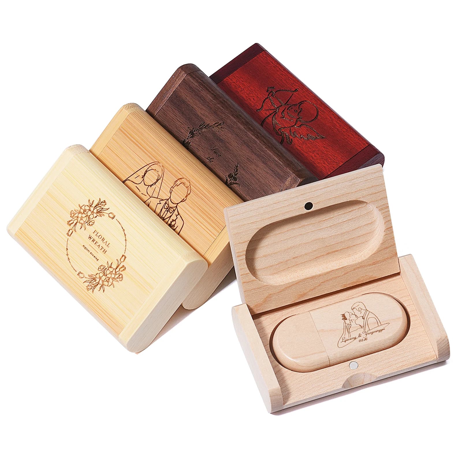 50 Pezzi Lote Chiavetta USB con Logo Personalizzato Gratuito, Scatola in Legno, Dispositivo di Archiviazione, Pendrive 128GB 64GB 32GB 16GB 8GB