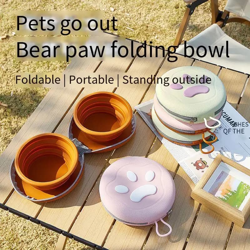 Ciotola pieghevole portatile per animali domestici - Piatto pieghevole in silicone per acqua e cibo per cani/gatti, mangiatoia da viaggio anti-fuoriuscita per passeggiate all'aperto