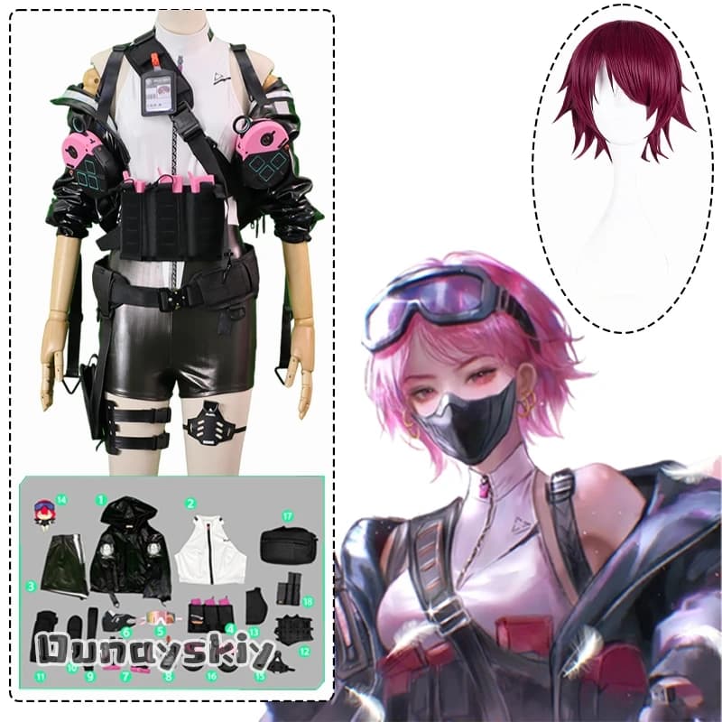 Game Delta Force Zoya Pomchenkova Cosplay Costume {Dunayskiy States}PU leather Motorcycle Jacket Shorts Zoya Midnight Postman‌