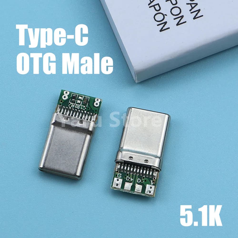 Type-C OTG male pull-down 5.1K resistor mobile phone power adapter USB external device plug 4 solder joints