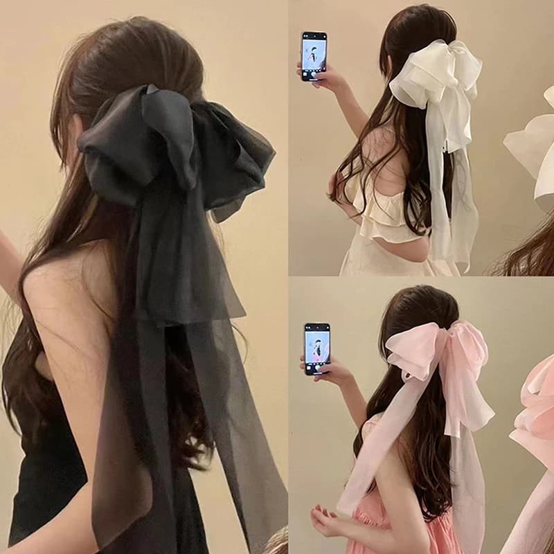 Fermaglio per capelli Super Fairy con fiocco a nastro, fermaglio a molla dolce da principessa, accessorio per capelli di alta gamma dall'atmosfera raffinata