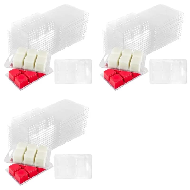 Retail 90Pcs Wax Melt Container Clamshell Packaging Mold Box For Plastic Clear Empty Wax Candle Melt Tart Packaging Container