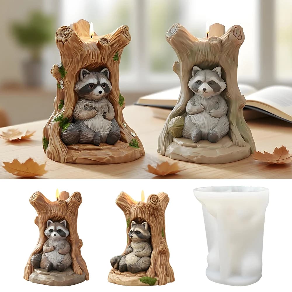 LZ119 Nuovi Stili Procione Ceppo Aromaterapia Candela Stampi Fatti A Mano 3D Animale Gesso Resina Stampo In Silicone Per La Decorazione Artigianale