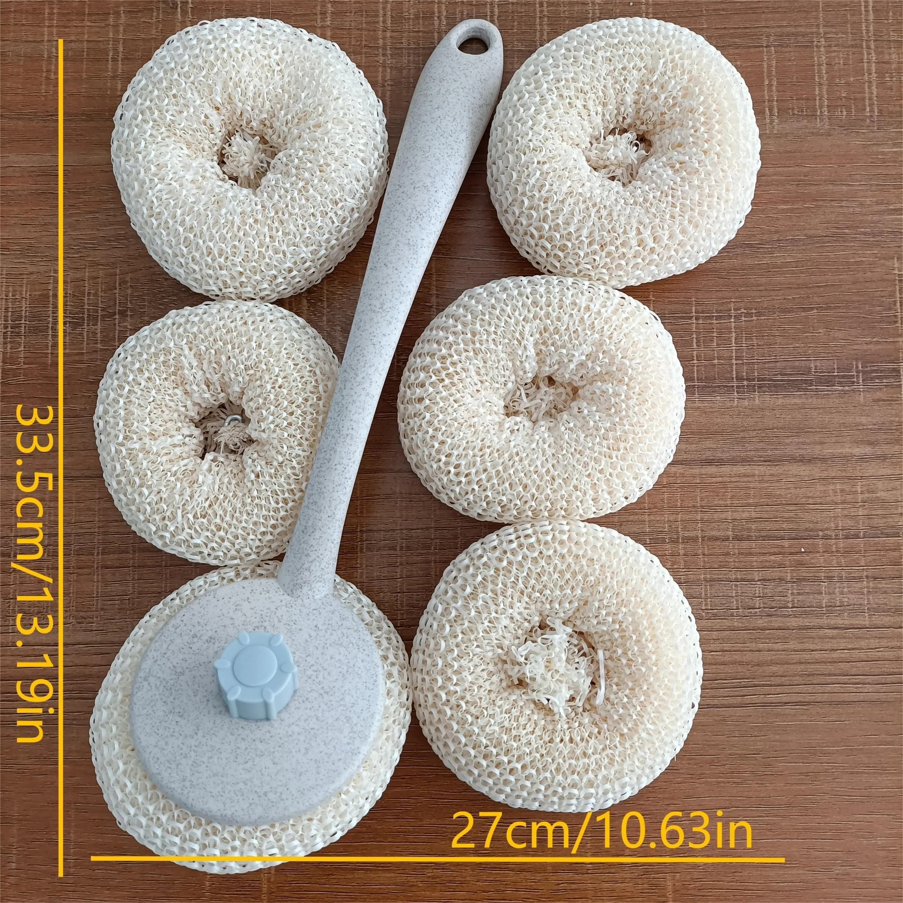 Kitchen Scrubber Set - 6-Pack Long Handle Dish Brushes with Detachable Cleaning Heads, Hanging Design for Sink & Counter