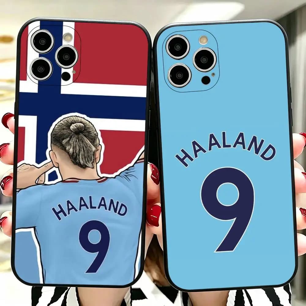 Erling Haaland Funny Football Player Phone Case For iPhone 17,16,15,14,13,12,11 Plus,Pro Max,XS,Soft Silicone Black Cover