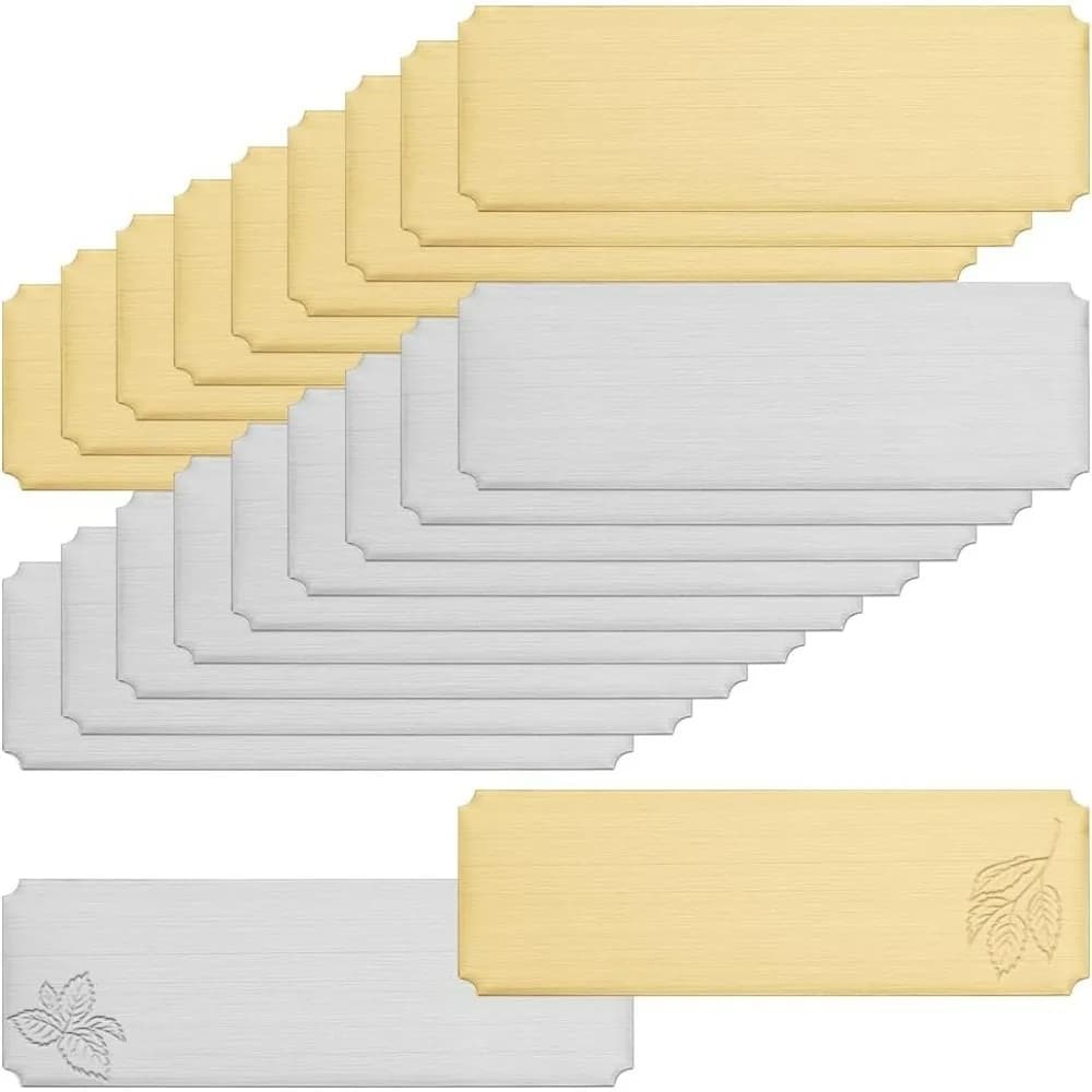 30 pezzi targhette con nome piastra vuota incisa al laser 2 colori targhetta con nome in acciaio inossidabile etichetta con nome etichetta artistica per cornice con adesivo
