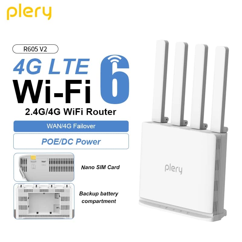 PLERY WiFi6 300Mbps 4G LTE CAT4 Router esterno Inserisci un Sim 2.4Ghz Router di segnale Wifi Amplificatore extender wireless plug and play