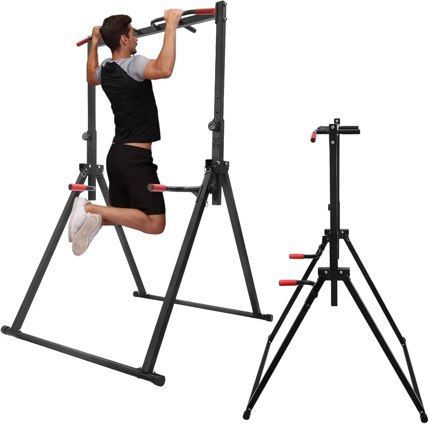 Multifunction Station Foldable for Tractions and Dip, Adjustable Fitness Equipment for Domestic and Open Training