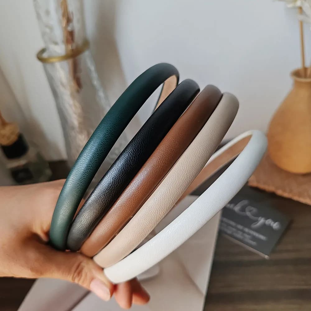 Moda PU Solido Buona Lunetta Copricapo Donna Fascia Ragazze Fasce per capelli vintage Cerchietto per capelli per accessori per capelli per feste