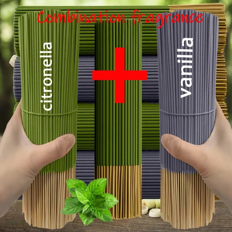 Bestseller [Lemongrass + Vanilla Scent] 400 Sticks Essential Oil Soaked Incense Sticks Set | Extends burning time by 45 minutes, suitable for home, camping, patio, swimming pool, and outdoor use. Artificial wood scent