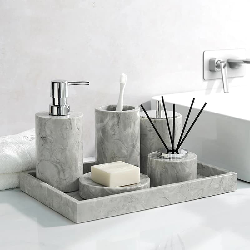 Pitaya fiore marmo naturale set di accessori per il bagno Dispenser di sapone portaspazzolino tazza scopino posacenere gioielli vassoi