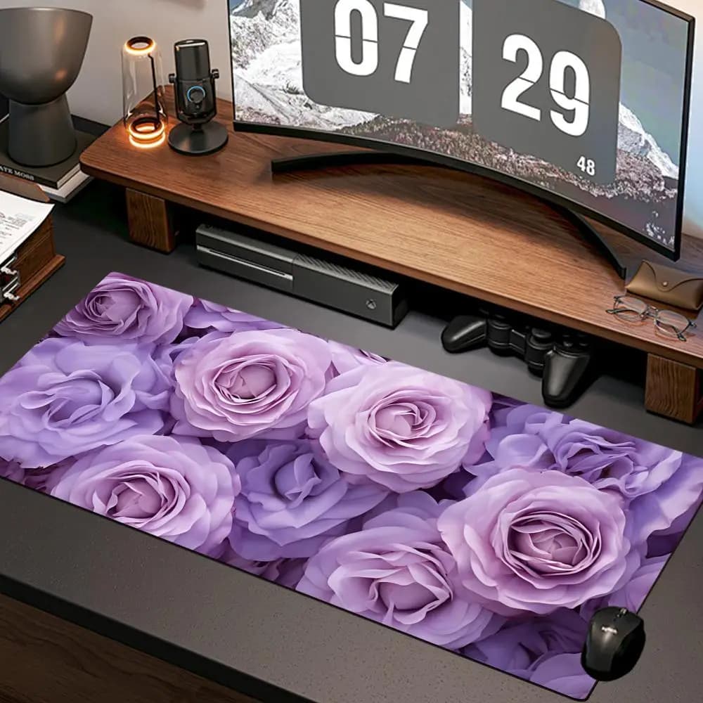 Tappetino per mouse viola rosa, nuovo tappetino per computer da casa XXL, tappetini da scrivania in gomma naturale, accessori da gioco antiscivolo per ufficio