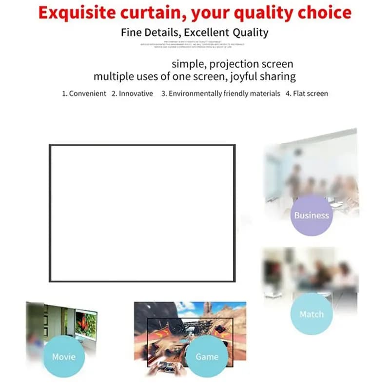 A003 Portable Projector Screen for Home Theater Outdoor HD White Foldable Anti-Crease (84Inch)