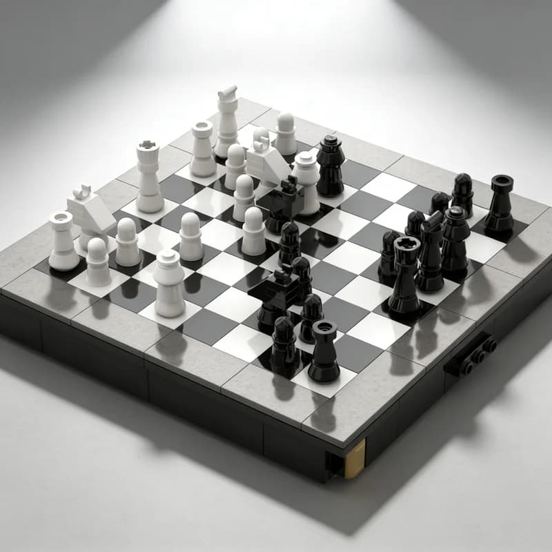 Set di 364 Pezzi MOC Mini Scacchi, Blocchi da Costruzione Fai-da-Te, Regalo Creativo, Oggetto da Collezione, Decorazione Premium per Scrivania e Casa, Gioco per Adulti e Bambini