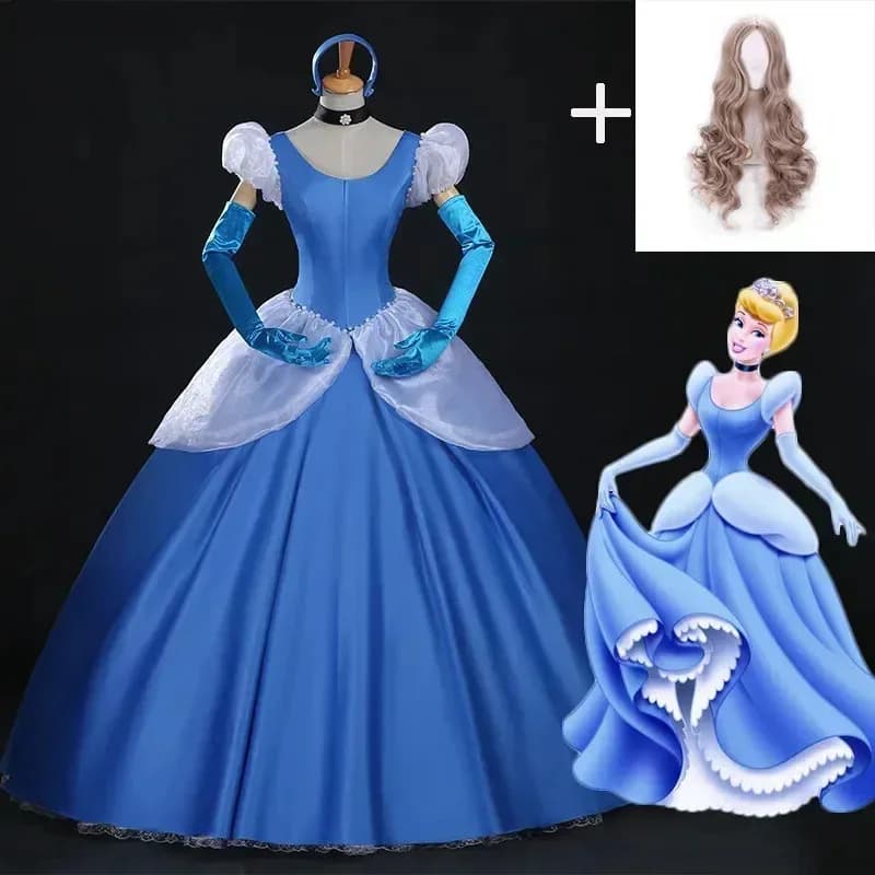 2020 Cinderella Cosplay Adult Blue Cinderella Wedding Girl Adult Custom Halloween Party Cosplay Carnival Cosplay Costume