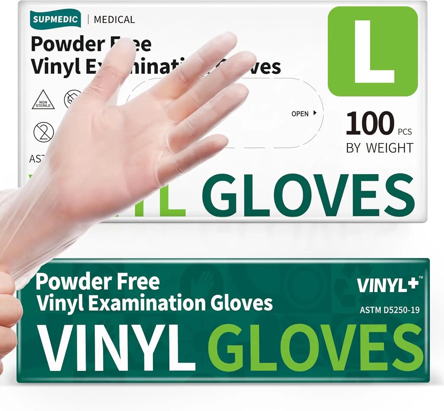 Disposable Vinyl Exam Gloves, Clear 4Mil Powder-Free Latex-Free, Food Safe Cooking Cleaning, 100 & 1000 Ct