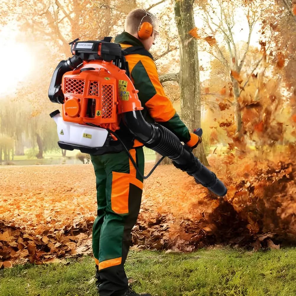 80CC Backpack Gas Leaf Blower, 900 CFM Gas Powered Snow Blowers Powerful Clearing Tools for Lawn Care Yard Dust Debris