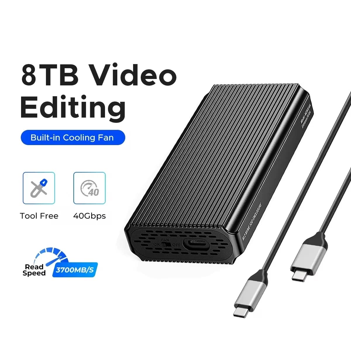 Custodia SSD USB 4.0 40 Gbps M.2 NVMe compatibile con Thunderbolt 4/3 USB 3.2/3.1/3.0 ASM2464 Custodia per disco rigido esterno per PC