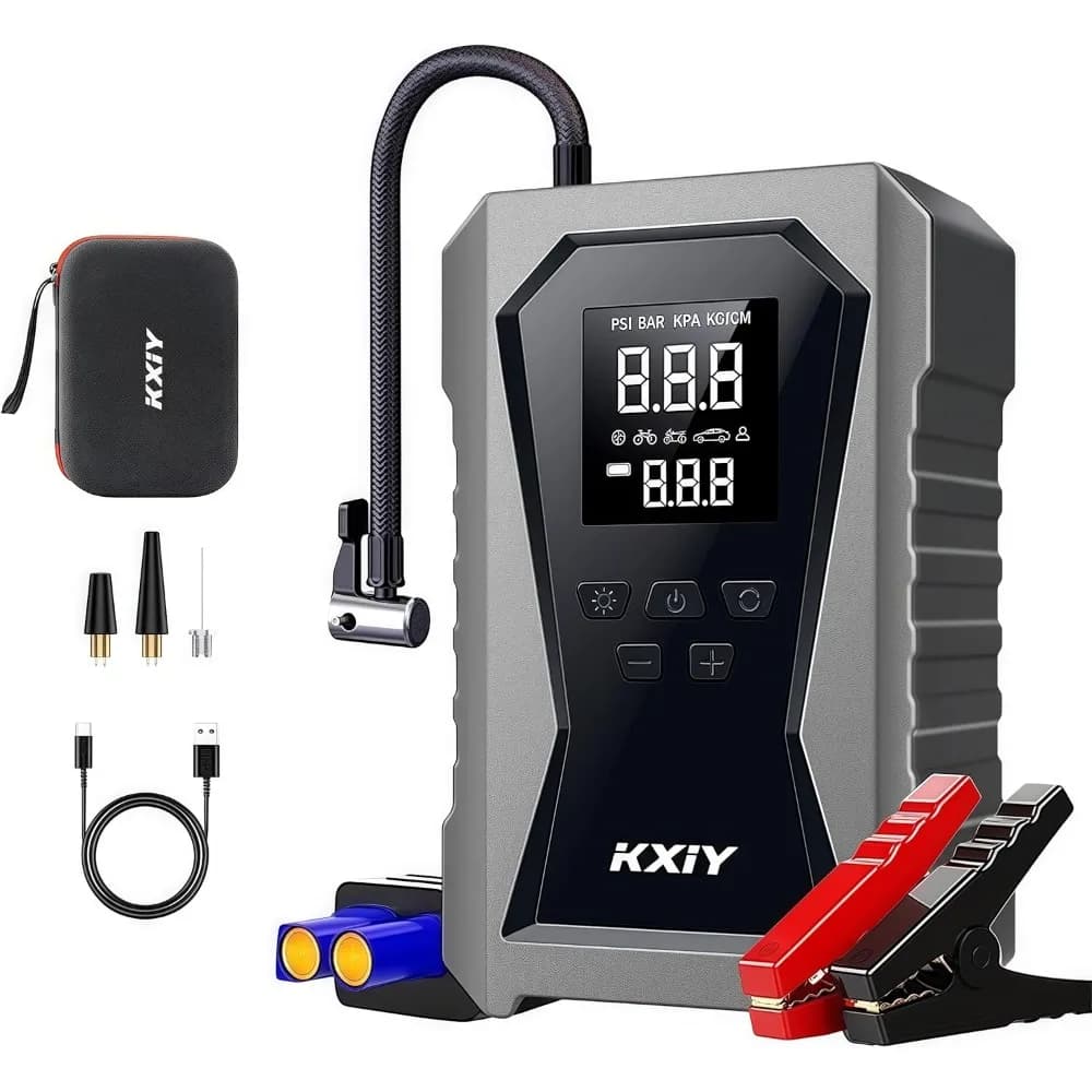 Avviatore di emergenza dell'aria con compressore d'aria, avviamento a ponticello per batteria per auto portatile 3000A (8.0 gas/4.0L Diesel) con 150PSI Cordless Auto-