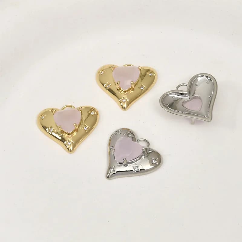 Heart Shape Big Pendant Color 14k Copper Color Gold for DIY Accessories, Earrings, Bracelets and Necklaces