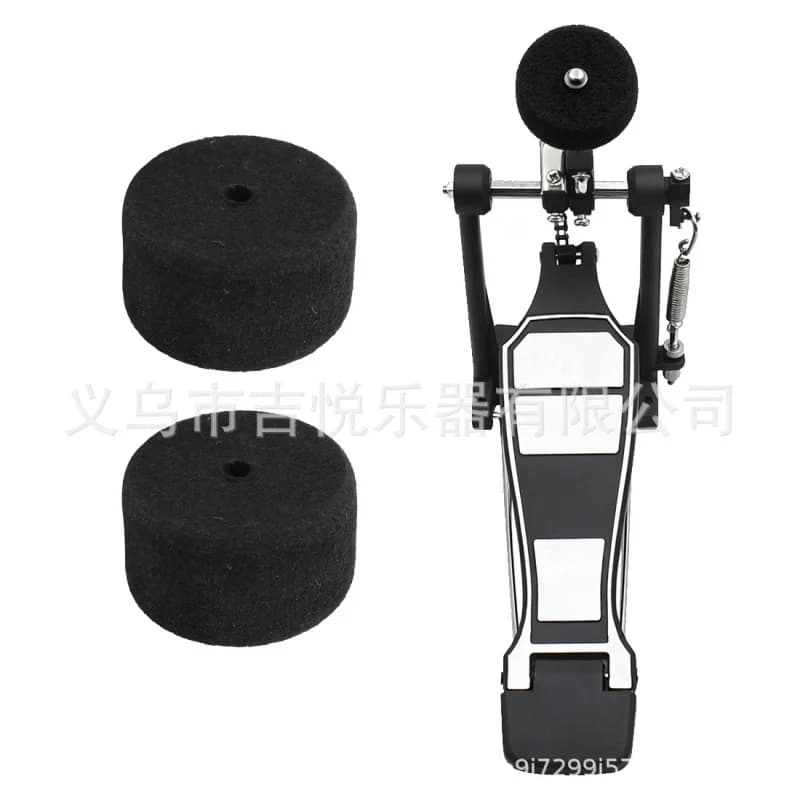 Battente per pedale di batteria con testa in feltro nero, accessori per strumenti a percussione, per pedali singoli e doppi, per jazz drum.
