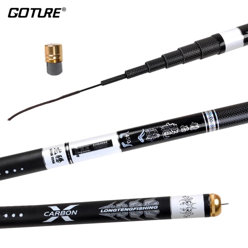 Goture canna da pesca telescopica in fibra di carbonio 2.7m-6.3m 1:9 potenza ultraleggera Tenkara canna da pesca alla carpa flusso d'acqua dolce