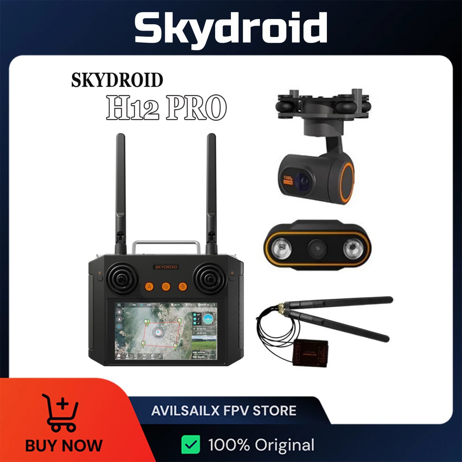 Telecomando Skydroid H12 PRO con Combo Fotocamera a 3 Corpi/Gimbal a 3 Assi Immagine Digitale 1080P per Drone Agricolo UAV