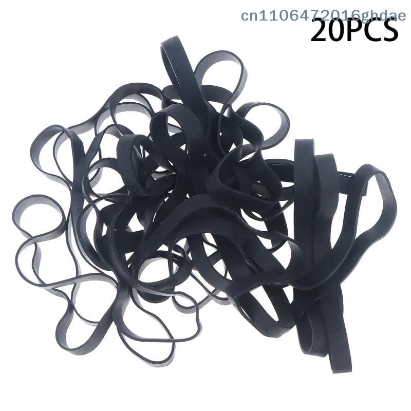 （Summer6）20 pezzi di elastici in gomma nera di grandi dimensioni, elastici e allungabili, per forniture per ufficio e cancelleria