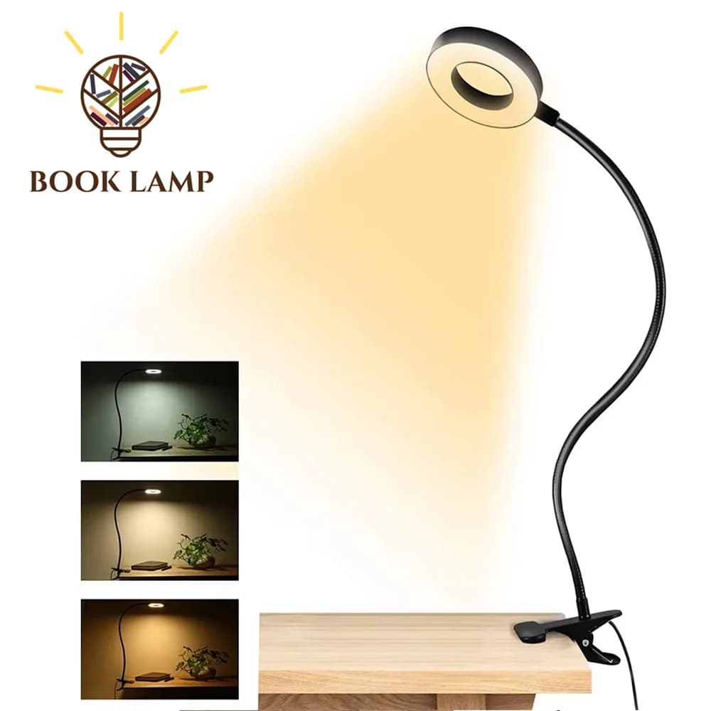 Desk lamp with 48 LED clip 360 ° Flexible swan neck reading lamp Reading lamp with USB clamp for eye care Books Night light Reading lamp for study