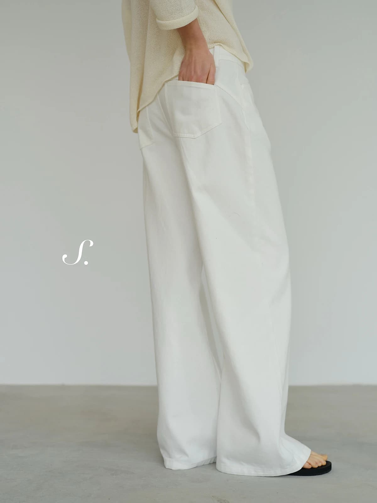 Shyshy White Arc Design Well-Tailored Straight Washed Jeans Ladies Loose Fit Natural Waist Cotton Pants Spring Season