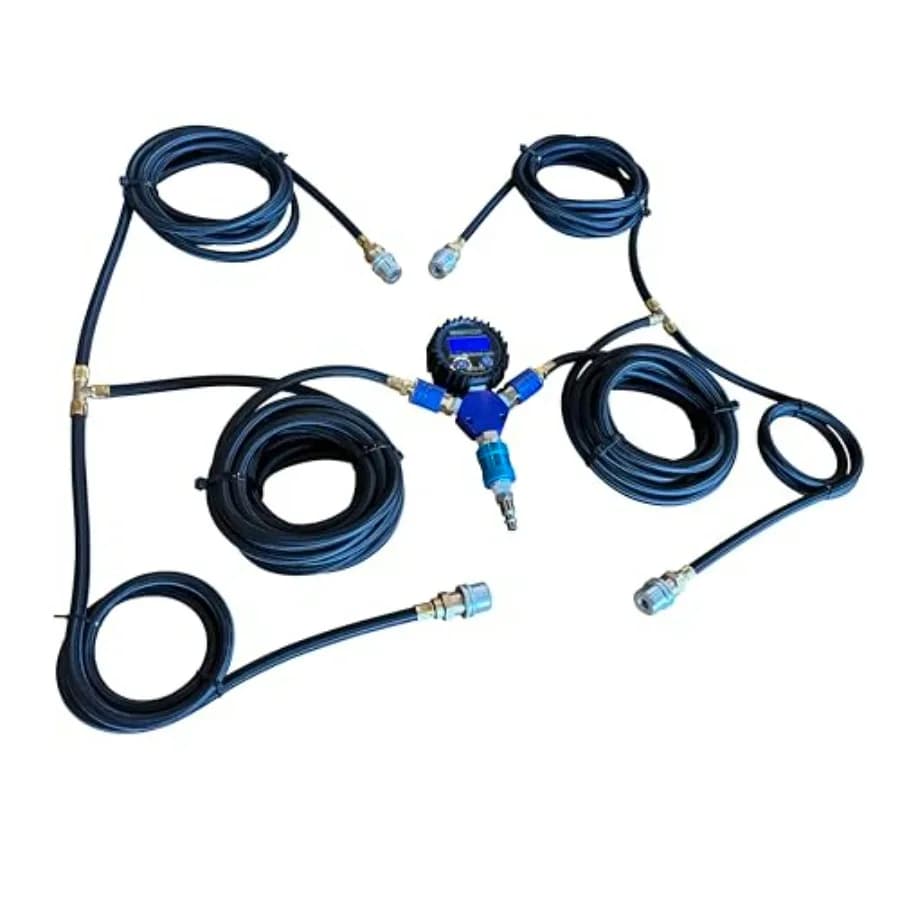 Sistema di gonfiaggio digitale per pneumatici fuoristrada per quad-riempitore Costruzione in alluminio durevole a 4 vie Finitura nera Gonfiaggio rapido
