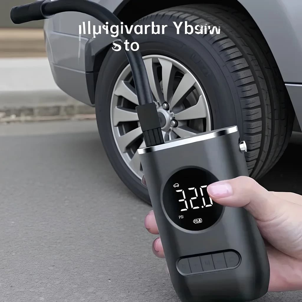 Pompa d'aria per auto, mini gonfiatore elettrico portatile con display digitale wireless, pompa manuale per pneumatici di moto e palloni