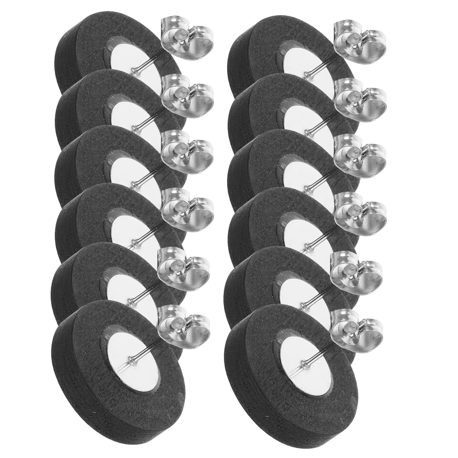 20pcs Gemstone Earring Settings 12Mm Wood Stainless Steel Cabochon Bezels For Jewelry Making Diy Crafts Supplies