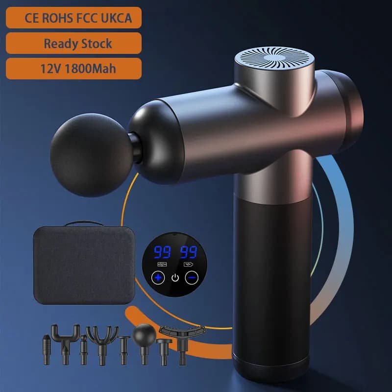 Professional Massage Gun with 8 Heads, Muscular Massage Deep with LCD Screen for Better Muscle Relaxation