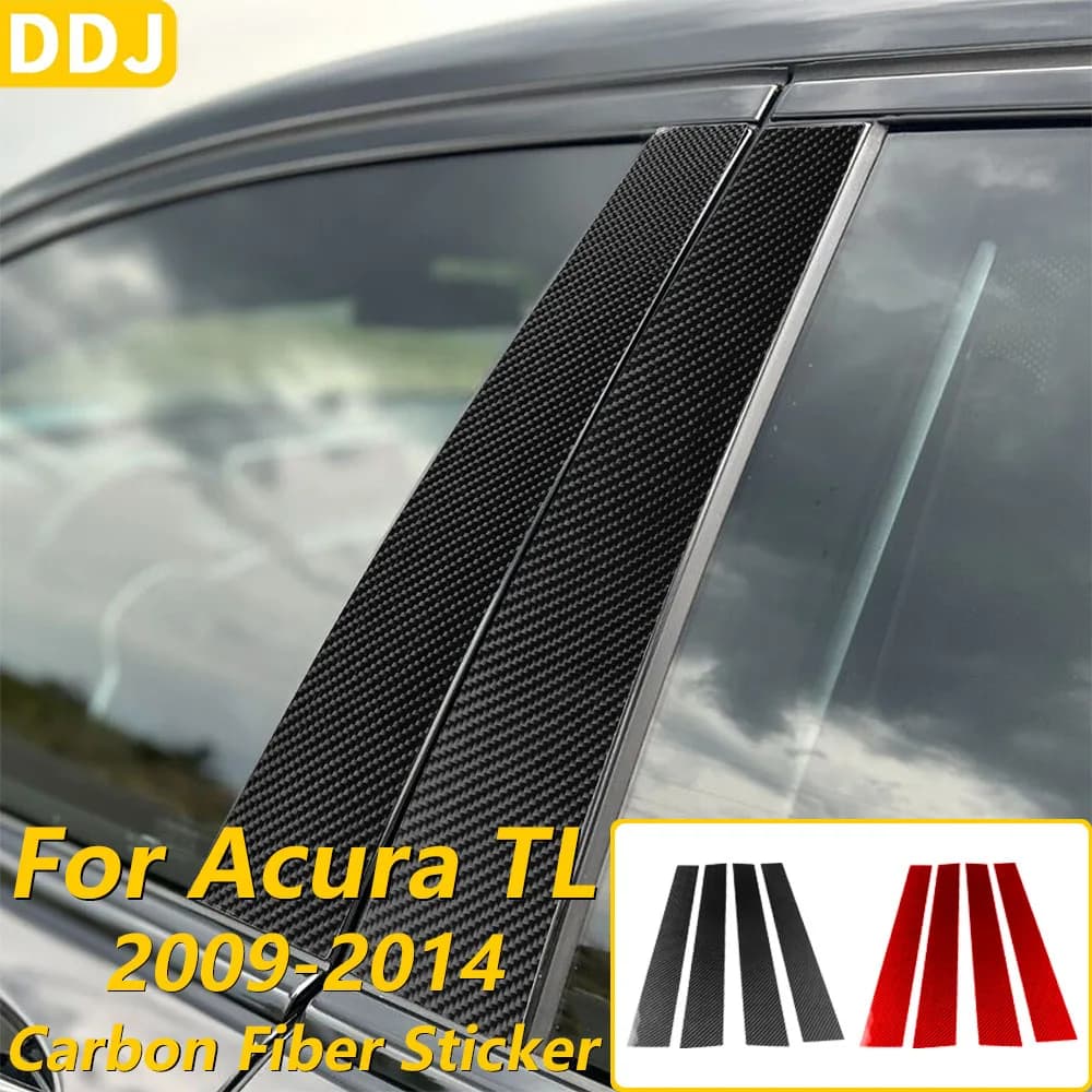 For Acura TL 2009 2010 2011 2012 2013 2014 Carbon Fiber External Door B-pillar Panel Cover Decorative Car Accessories Sticker