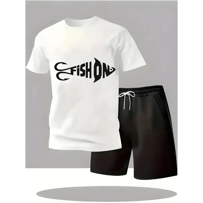 Moda casual estiva da uomo con t-shirt a maniche corte e pantaloncini, set due pezzi ad asciugatura rapida, fresco, comodo e alla moda.