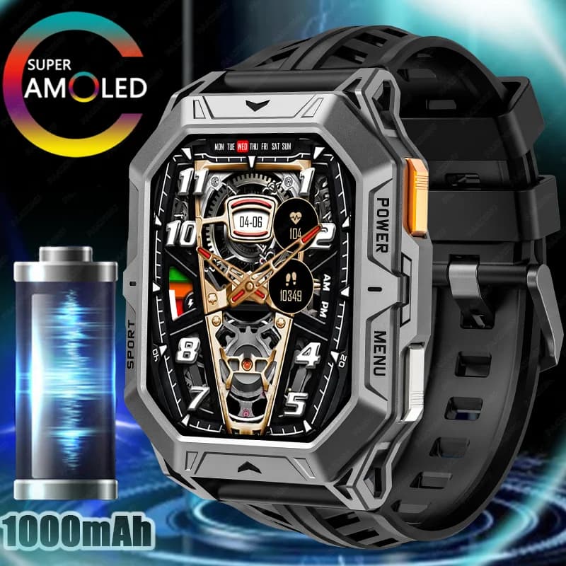 2025 new smartwatch with 1000 mAh large battery with ultra long battery life, Bluetooth calls, health monitoring, sports smartwatch