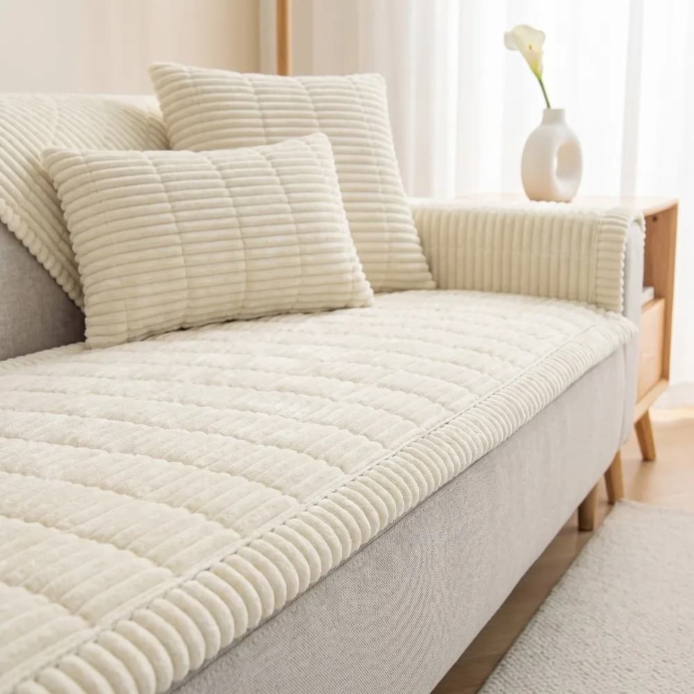 New Soft Thick Pet Couch Cover Fuzzy Surface Non-Slip Sofa Slipcover White Coffee Washable Sofa Cover Pad for Dogs Cats