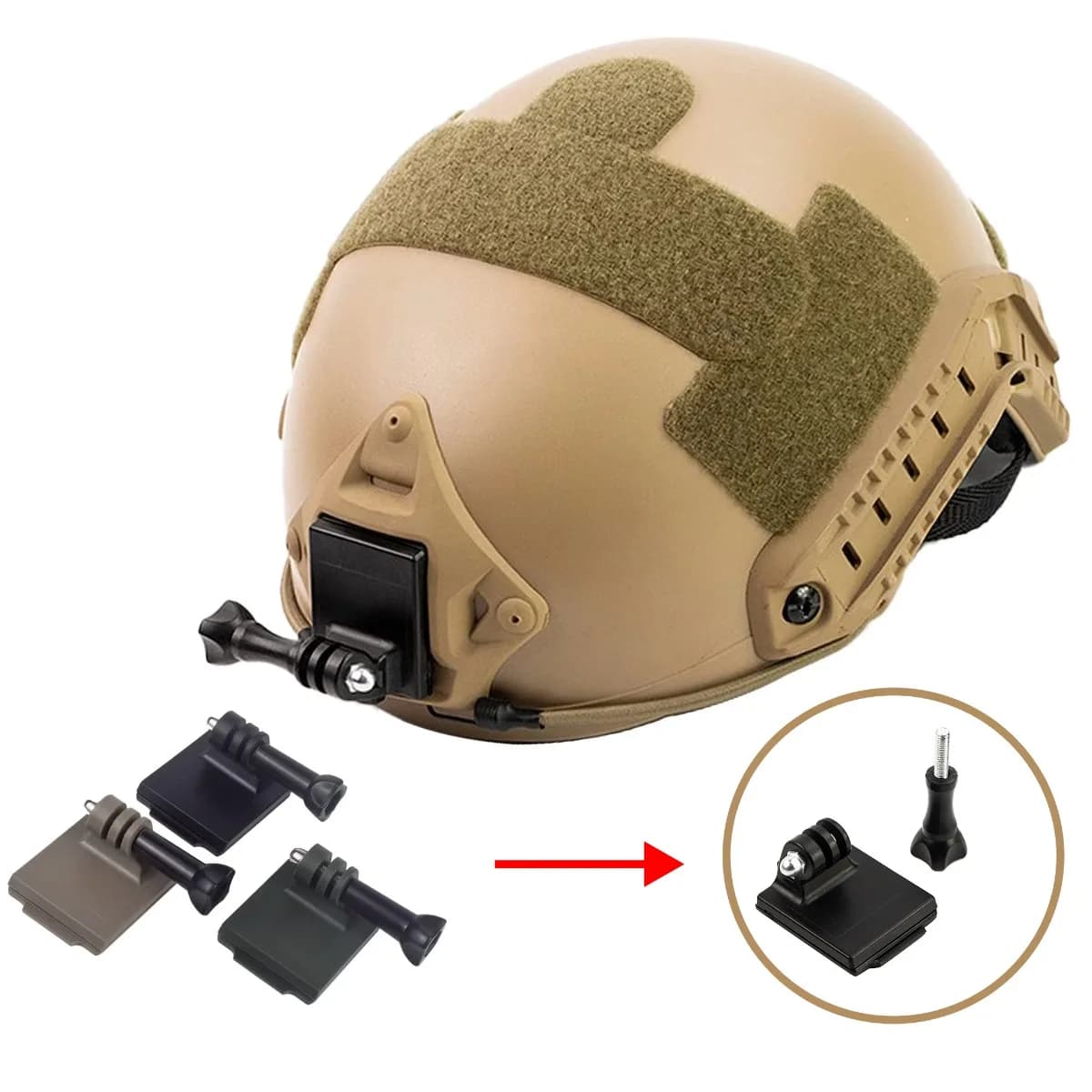 Casco tattico VELOCE Adattatore per casco NVG Installazione fissa Adatto per staffa per fotocamera sportiva GoPro Immersioni e caccia all'aperto