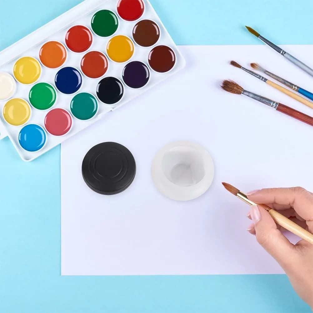 2 Pezzi Mini Tazze per Olio da Pittura, Contenitori Riutilizzabili con Coperchio Anti-Perdita, per Conservazione Pigmenti e Pulizia Pennelli, Forniture Artistiche Portatili
