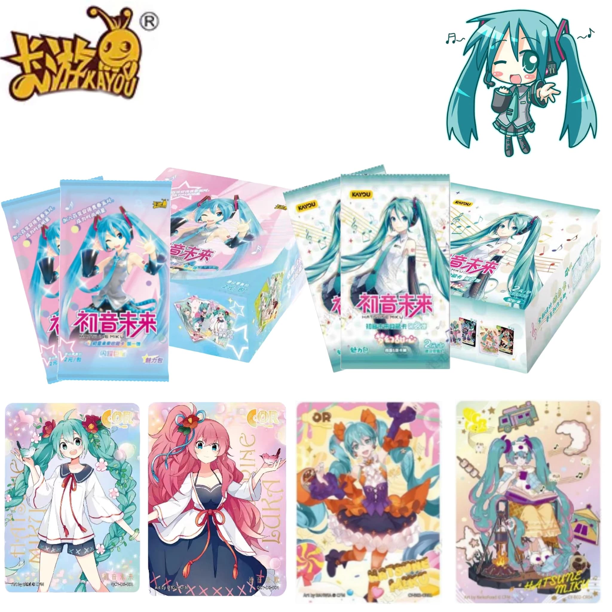 KAYOU Carte Collezionabili Originali Hatsune Miku - Prima Serie di Pacchetti - Carte da Collezione per Giochi e Animazione - Giocattoli per Bambini e Regali per Ragazze