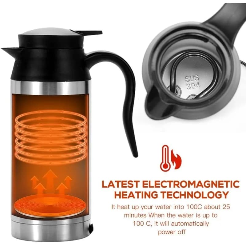 12V 24V Electric Heating Cup 750ML Stainless steel water heater bottle with cigarette lighter plug